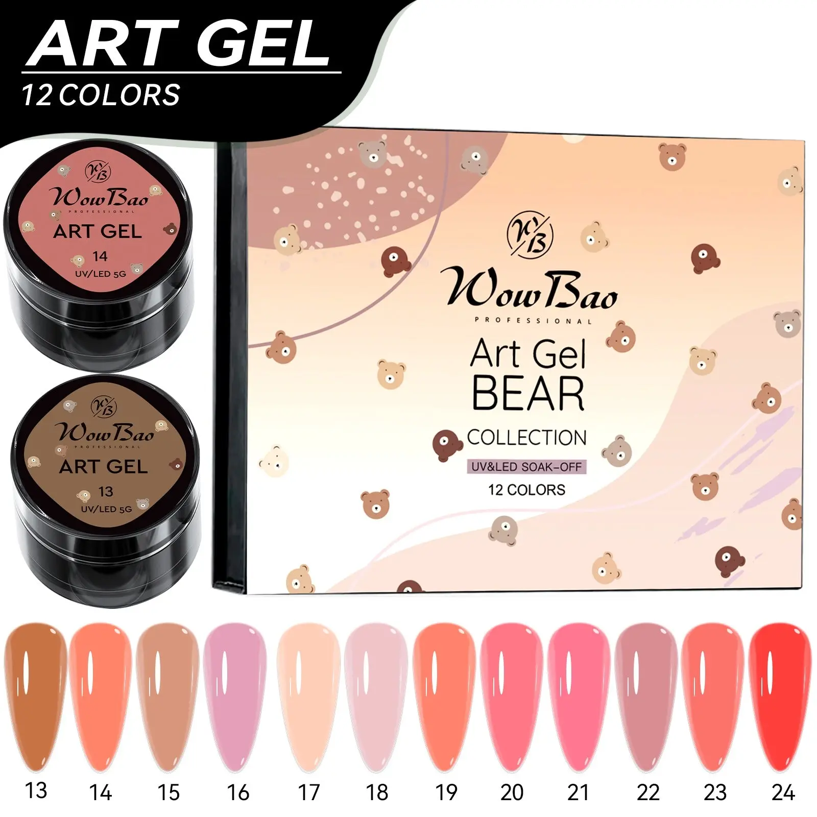 Art Gel colour Set of 12 Bear Collection (5g pot )