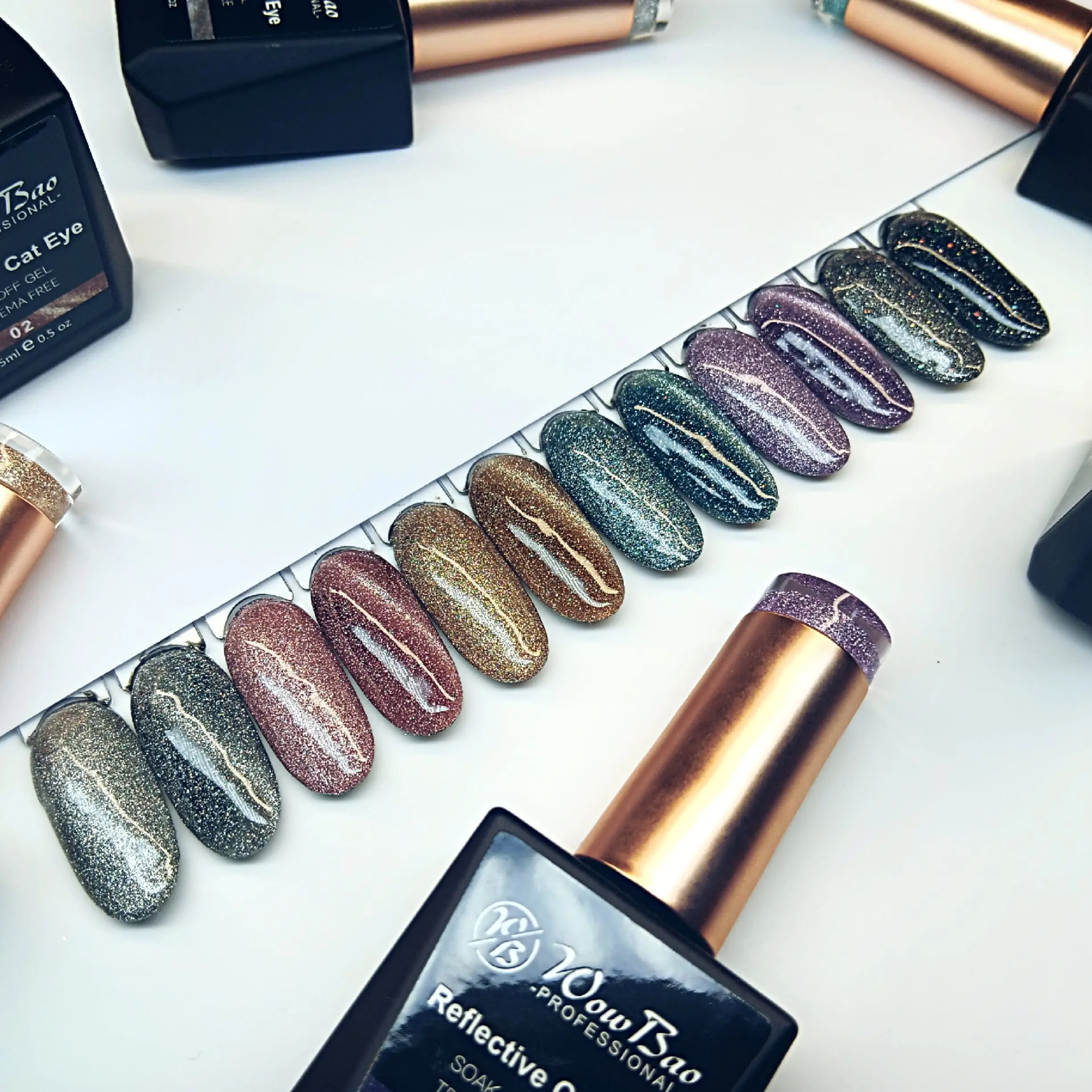 WowBao Cat Eye Set of 18 collection - TPO / Hema-Free Gel Polish 15ml FREE 5-way MAGNET - Image 3
