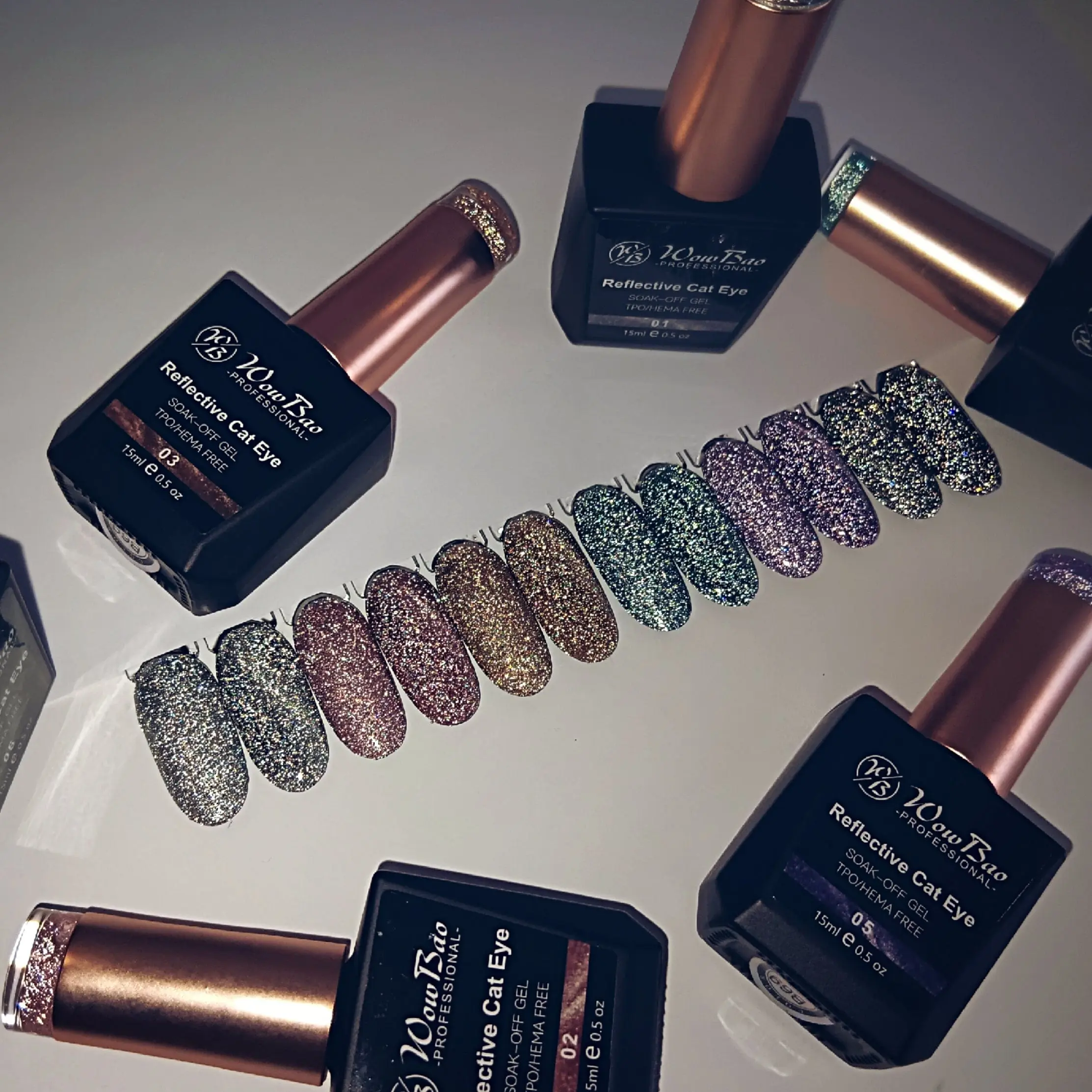 WowBao Cat Eye Set of 18 collection - TPO / Hema-Free Gel Polish 15ml FREE 5-way MAGNET - Image 5