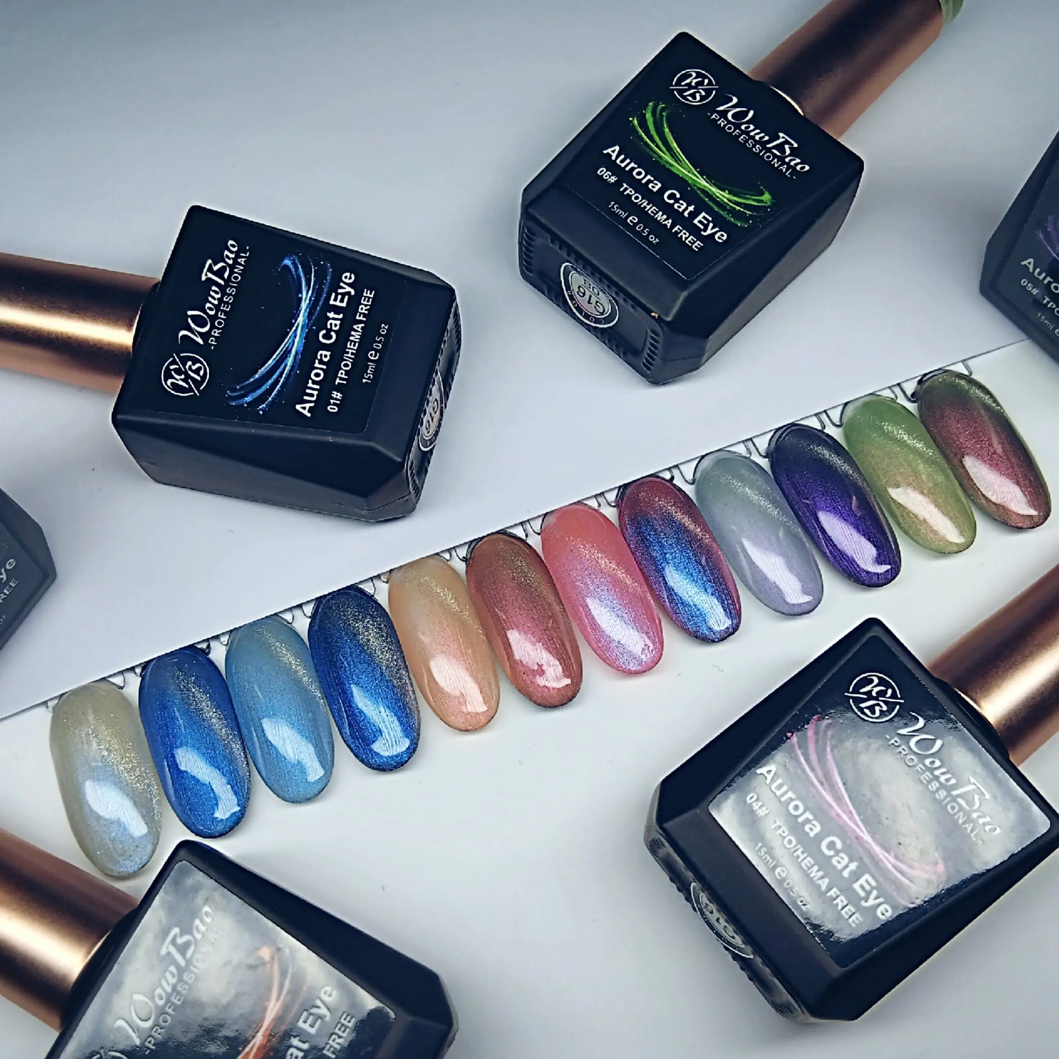 WowBao Cat Eye Set of 18 collection - TPO / Hema-Free Gel Polish 15ml FREE 5-way MAGNET - Image 8