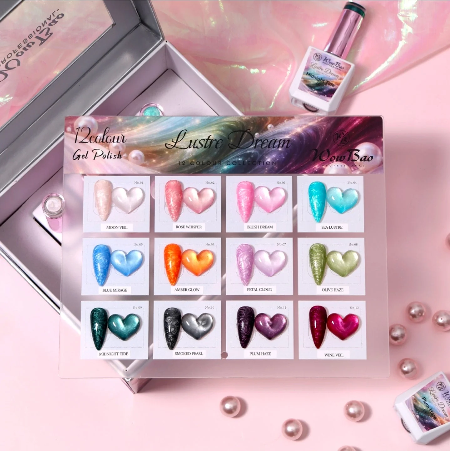 Lustre collection set of 12 includes colour chart- TPO / Hema-Free Gel Polish 15ml